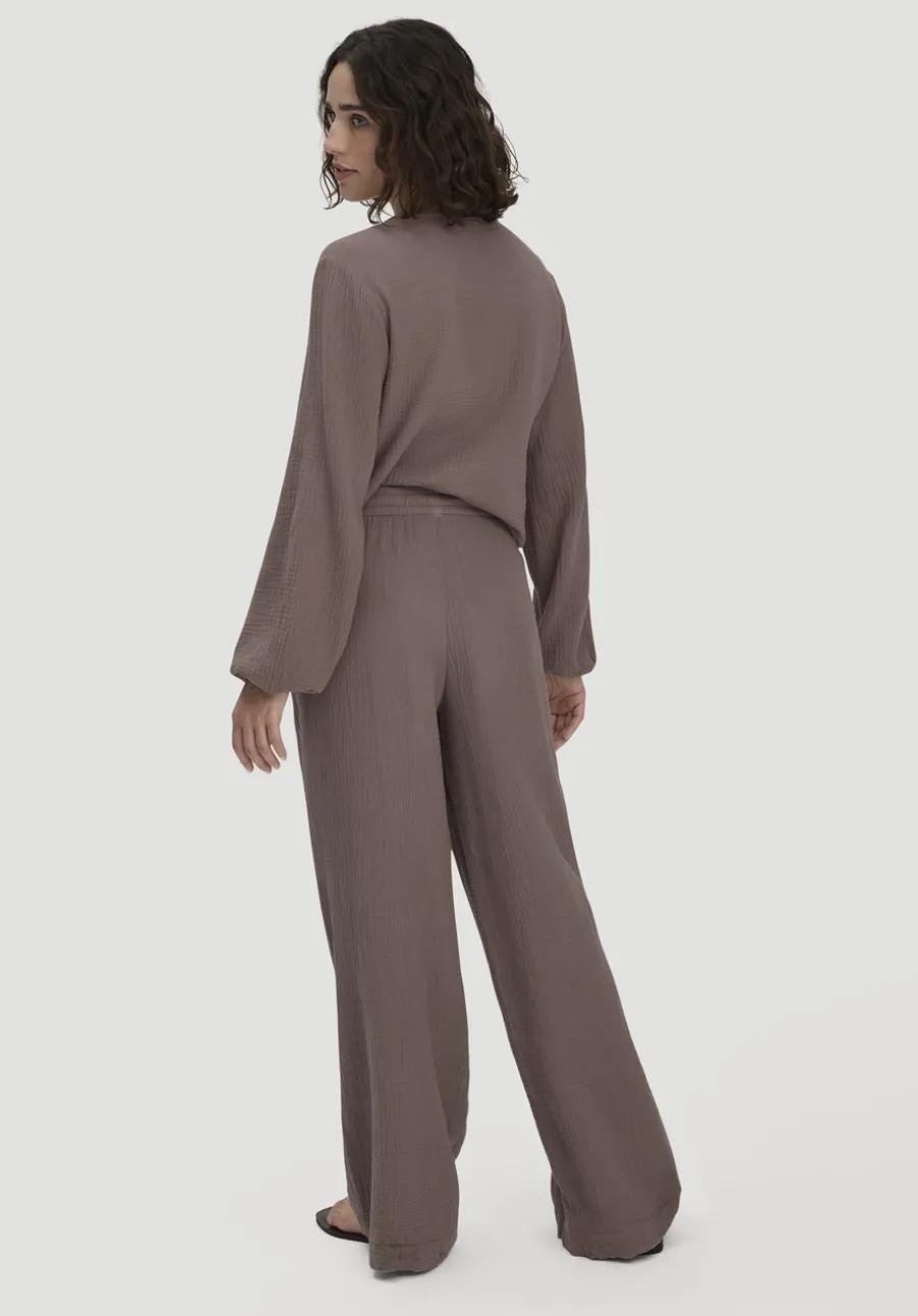 Gewebe Hose Wide Leg aus reiner Bio-Baumwolle von hessnatur