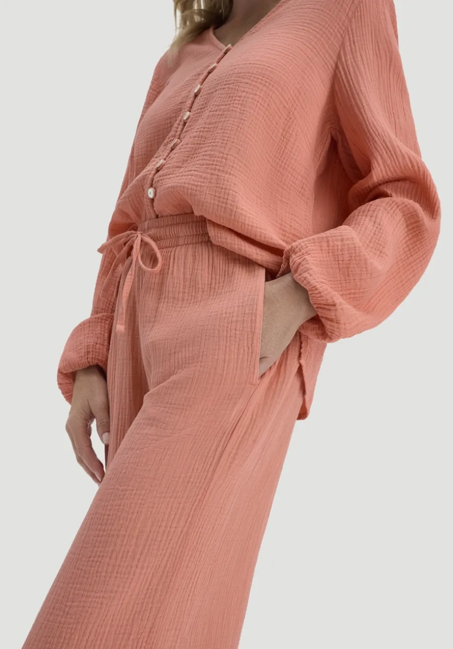 Gewebe Hose Wide Leg aus reiner Bio-Baumwolle von hessnatur
