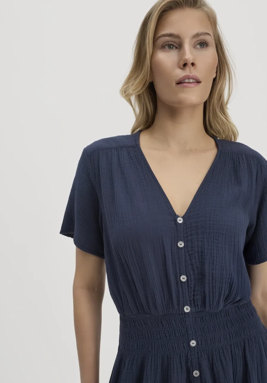 Gewebe Kleid mit Taillierung Midi aus reiner Bio-Baumwolle von hessnatur