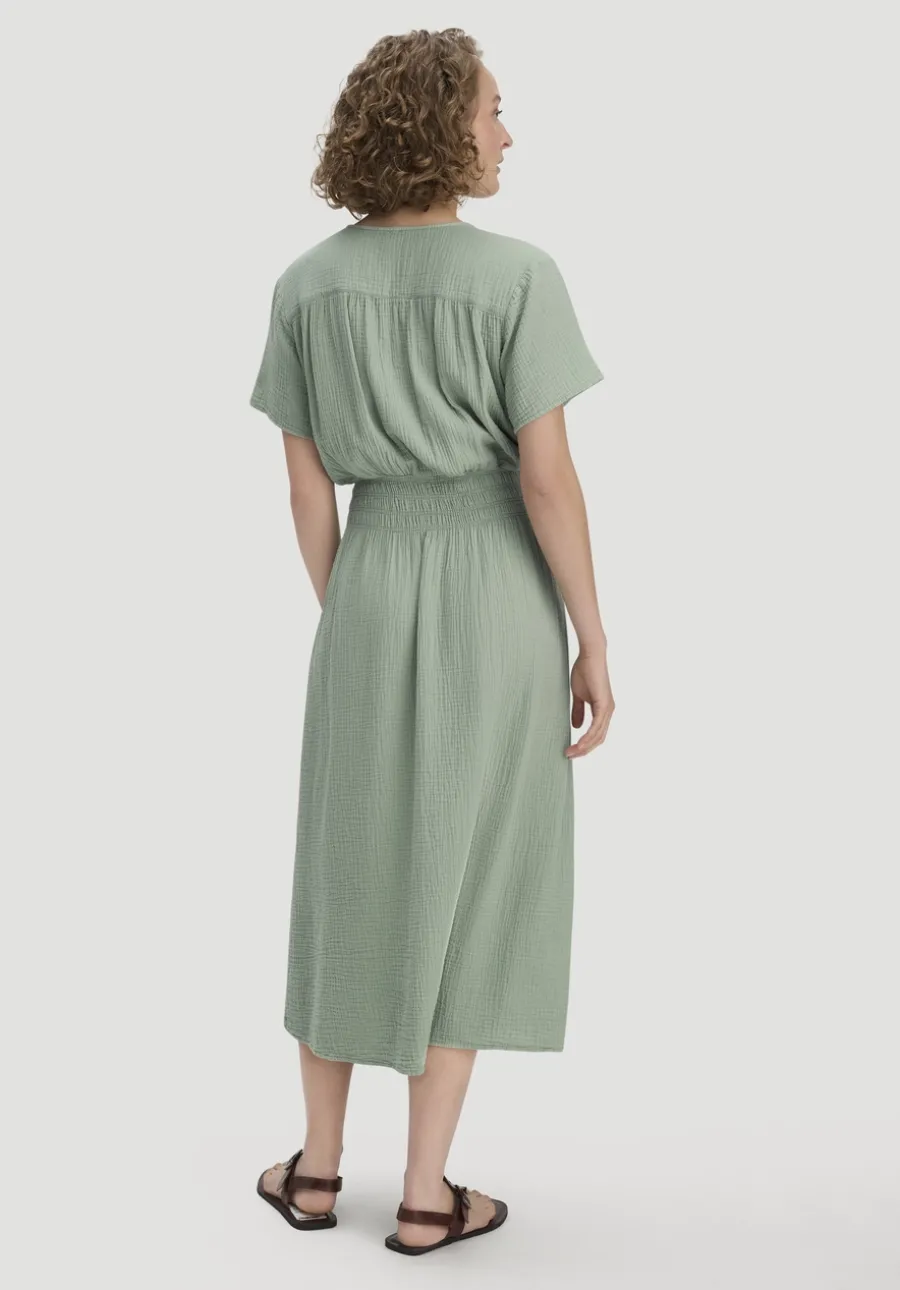 Gewebe Kleid mit Taillierung Midi aus reiner Bio-Baumwolle von hessnatur
