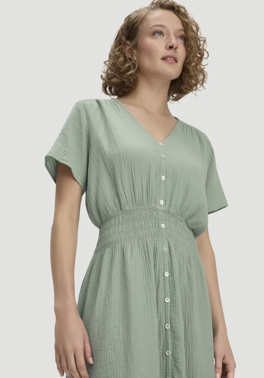 Gewebe Kleid mit Taillierung Midi aus reiner Bio-Baumwolle von hessnatur