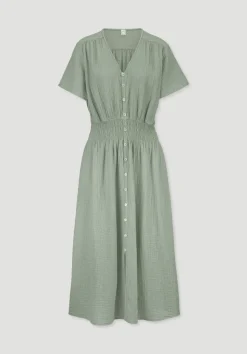 Gewebe Kleid mit Taillierung Midi aus reiner Bio-Baumwolle von hessnatur