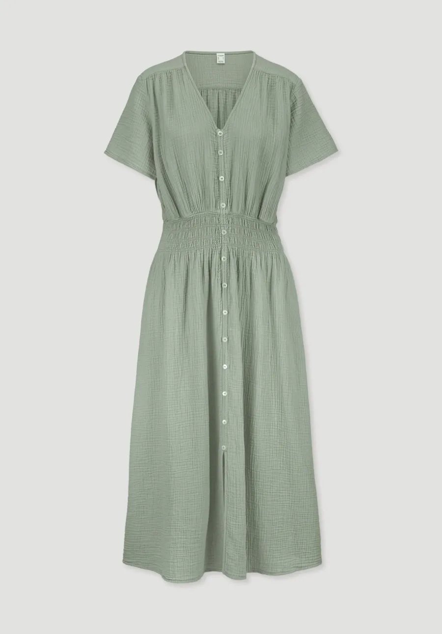 Gewebe Kleid mit Taillierung Midi aus reiner Bio-Baumwolle von hessnatur