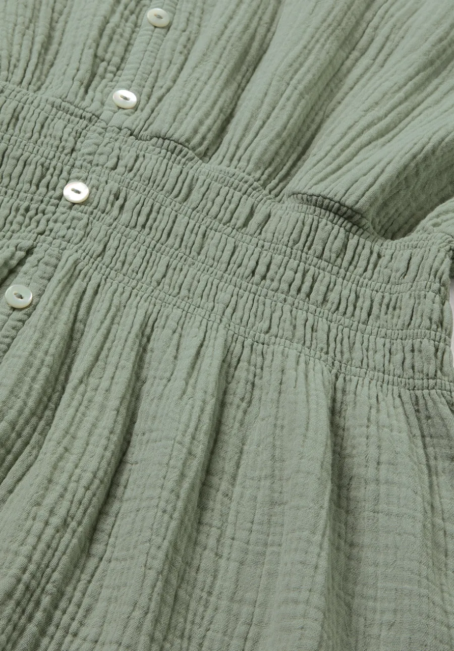 Gewebe Kleid mit Taillierung Midi aus reiner Bio-Baumwolle von hessnatur