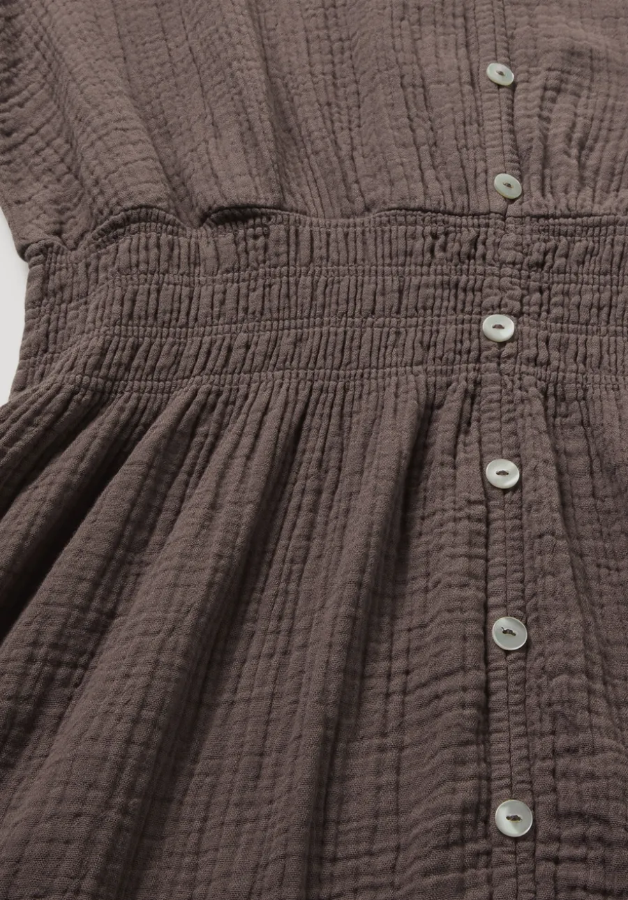 Gewebe Kleid mit Taillierung Midi aus reiner Bio-Baumwolle von hessnatur