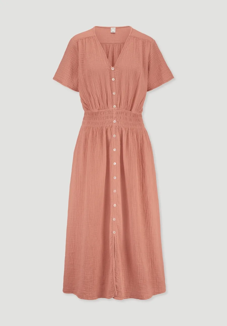Gewebe Kleid mit Taillierung Midi aus reiner Bio-Baumwolle von hessnatur