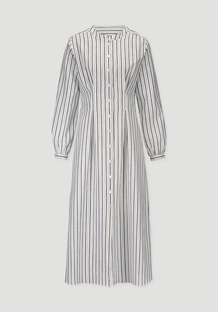 Hemdblusenkleid mit Taillierung Maxi aus Bio-Baumwolle mit Leinen von hessnatur