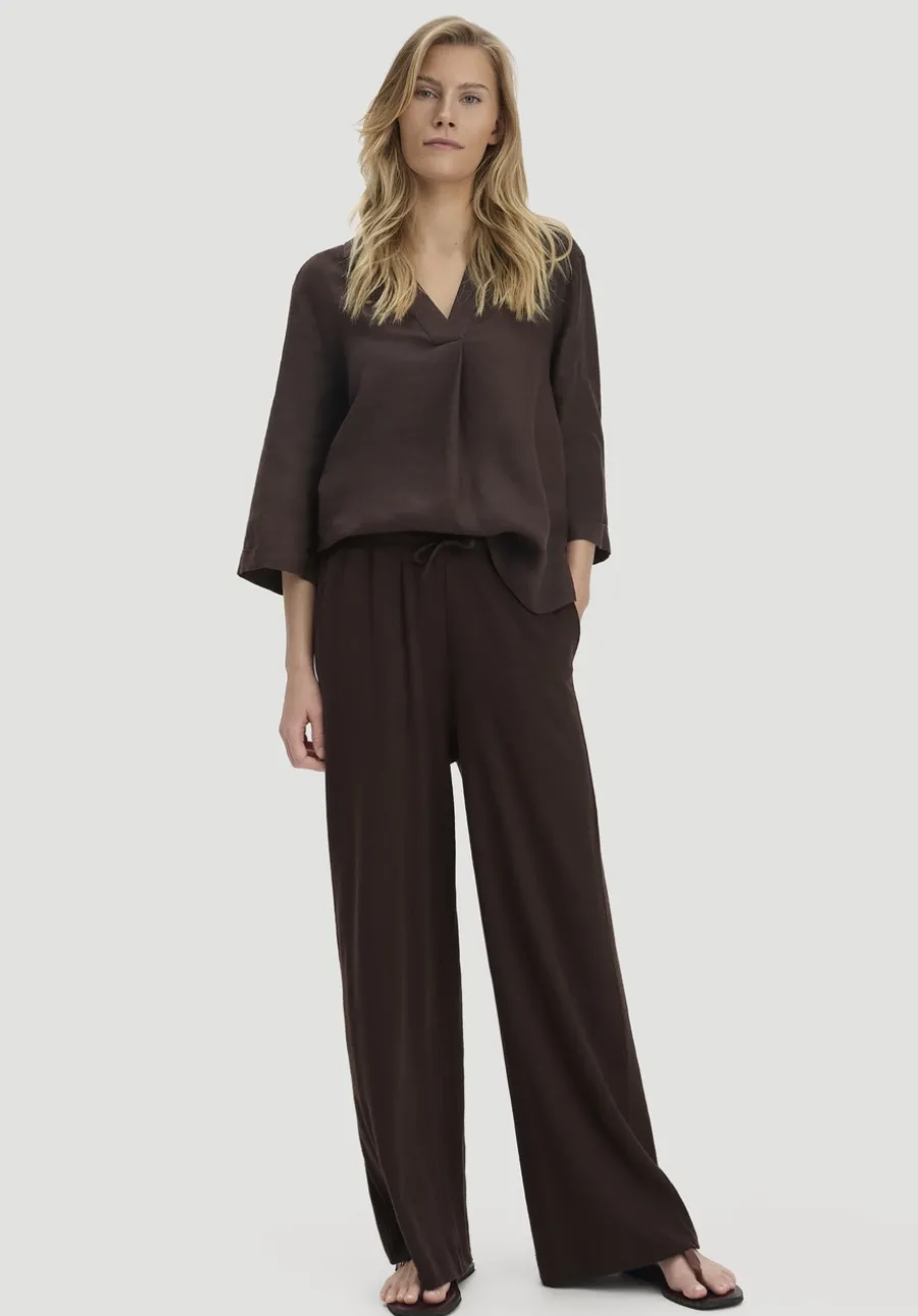 Jersey Hose Wide Leg Relaxed aus Leinen und Bio-Baumwolle von hessnatur