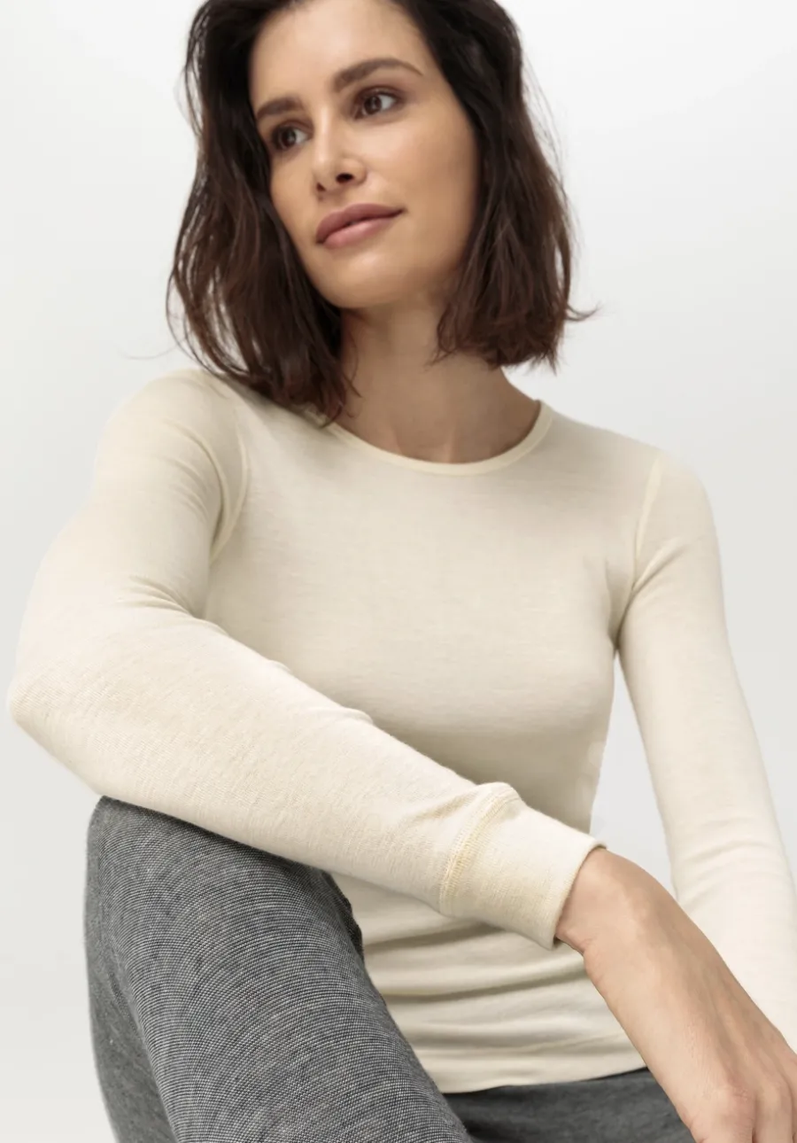 Langarmshirt SILK & WARM TOUCH mit Bio-Merinowolle und Seide von hessnatur